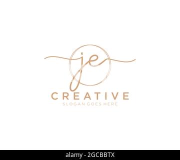 Logo JE Femminile monogramma di bellezza e design elegante logo, scritta a mano logo di firma iniziale, matrimonio, moda, floreale e botanico con creativo Illustrazione Vettoriale