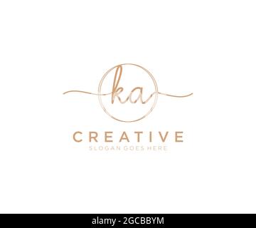 LOGO KA Femminile monogramma di bellezza e design elegante logo, scritta a mano logo di firma iniziale, matrimonio, moda, floreale e botanico con creativo Illustrazione Vettoriale