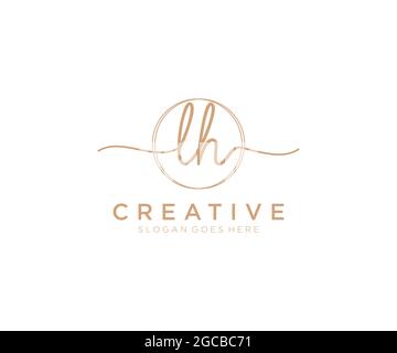 LH monogramma di bellezza con logo femminile e design elegante con logo, logo scritto a mano di firma iniziale, matrimonio, moda, floreale e botanico con creatività Illustrazione Vettoriale