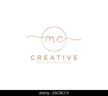 MC monogramma di bellezza del logo Femminile e design elegante del logo, logo di scrittura a mano della firma iniziale, matrimonio, moda, floreale e botanico con creativo Illustrazione Vettoriale