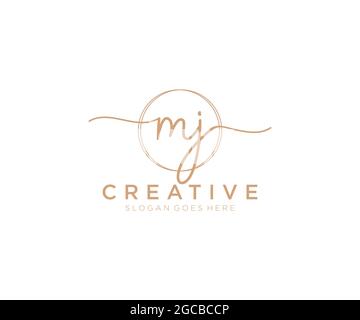 Monogramma di bellezza con logo MJ Femminile ed elegante design con logo, logo scritto a mano della firma iniziale, matrimonio, moda, floreale e botanico con creatività Illustrazione Vettoriale