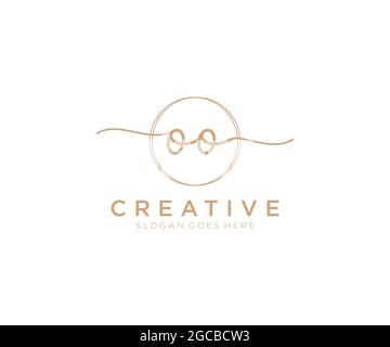 OO Monogramma di bellezza e logo femminile elegante design, scritta a mano logo di firma iniziale, matrimonio, moda, floreale e botanico con creativo Illustrazione Vettoriale