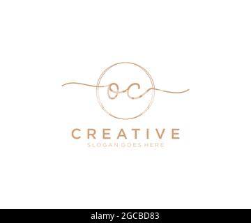 Logo OC Femminile monogramma di bellezza ed elegante design del logo, logo di scrittura a mano della firma iniziale, matrimonio, moda, floreale e botanico con creativo Illustrazione Vettoriale