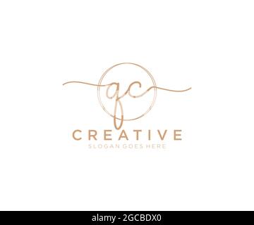 Monogramma di bellezza con logo QC Femminile e design elegante con logo, logo scritto a mano della firma iniziale, matrimonio, moda, floreale e botanico con creatività Illustrazione Vettoriale