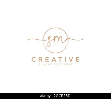 SM monogramma di bellezza del logo femminile e design elegante del logo, logo di scrittura a mano della firma iniziale, matrimonio, moda, floreale e botanico con creativo Illustrazione Vettoriale