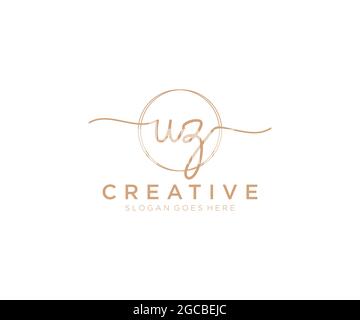 UZ Monogramma di bellezza del logo femminile e design elegante del logo, logo di scrittura a mano della firma iniziale, matrimonio, moda, floreale e botanico con creativo Illustrazione Vettoriale