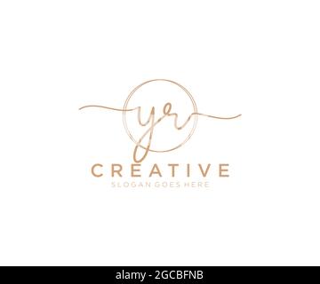 YR Monogramma di bellezza del logo femminile e design elegante del logo, logo di scrittura a mano della firma iniziale, matrimonio, moda, floreale e botanico con creativo Illustrazione Vettoriale