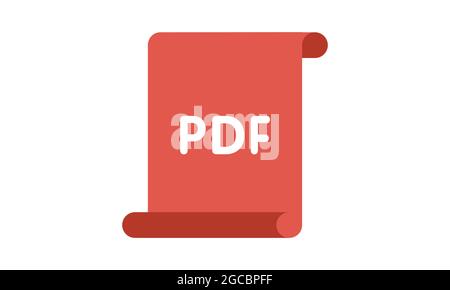 Icona PDF, illustrazione vettoriale. Stile di disegno piatto. Immagine icona PDF vettoriale isolata su bianco, icona pdf Eps10. Illustrazione Vettoriale