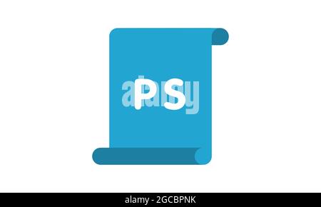 PostScript (PS) Formato file icona su sfondo grigio. Illustrazione Vettoriale