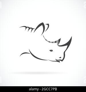 Immagine vettoriale della testa rinoceronte su sfondo bianco. Rhino vettoriale per il tuo progetto. Illustrazione vettoriale a livelli facilmente modificabile. Animali selvatici. Illustrazione Vettoriale