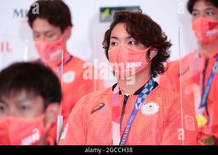 Tokyo, Giappone. 8 agosto 2021. Hiromi Ito (JPN) Baseball : medaglia d'oro Hiromi Ito durante la conferenza stampa dei Giochi Olimpici di Tokyo 2020 alla Japan House di Tokyo, Giappone . Credit: AFLO SPORT/Alamy Live News Foto Stock