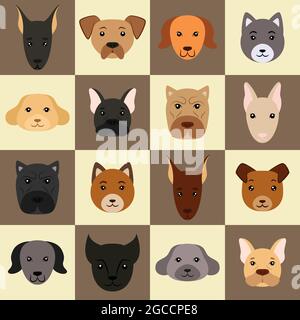 Carino cani senza cuciture modello. Progettare elemento di schizzo per tessuto, stampe per abiti. Illustrazione vettoriale colorata. Illustrazione Vettoriale