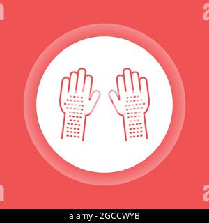 Pulsante colore eruzione cutanea. Sintomo allergico. Malattie dermatologiche. Pittogramma per pagina web, app mobile, promo. Illustrazione Vettoriale