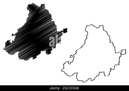 Provincia di Avila (Regno di Spagna, Comunità Autonoma Castiglia e Leon) mappa vettoriale illustrazione, abbozzare mappa Avila Illustrazione Vettoriale