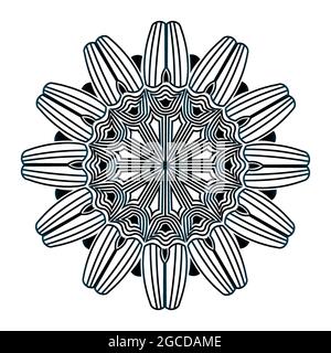 Mandala disegno astratto floreale di sfondo nero per la meditazione Illustrazione Vettoriale