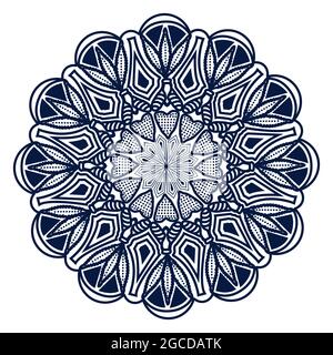 Mandala disegno floreale spirituale motivo di relax rotondo grafica Illustrazione Vettoriale