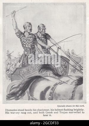 Illustrazione d'epoca di Diomedes The Brave. Foto Stock