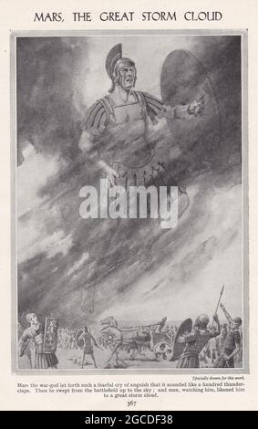 Illustrazione vintage di Marte, la Grande nuvola di tempeste. Foto Stock