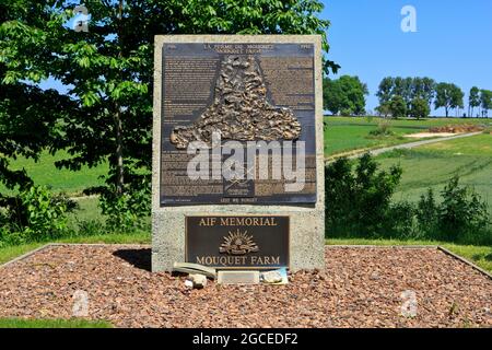 Battaglia di Mouquet Farm Memorial della prima Guerra Mondiale (23 luglio - 26 settembre 1916) a Ovillers-la-Boisselle (Somme), Francia Foto Stock