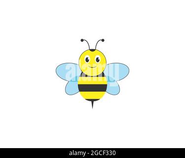 Ape, cute ape, coleotteri, miele icona illustrazione vettoriale disegno piatto Illustrazione Vettoriale
