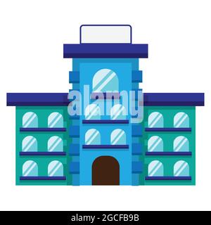 Edificio moderno dell'ospedale esterno. Edificio per l'istituzione medica e centro sanitario comunale. Illustrazione vettoriale di stile piatto. Illustrazione Vettoriale