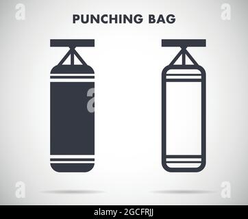 Simbolo del sacchetto di punzonatura e icone di illustrazione del vettore di addestramento di boxing sport Illustrazione Vettoriale
