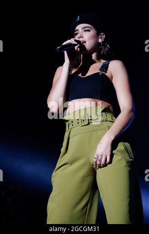 British Singer Dua Lipa suona sul palco durante un Pentaport Rock Festival 2017 a Incheon, Corea del Sud. Foto Stock