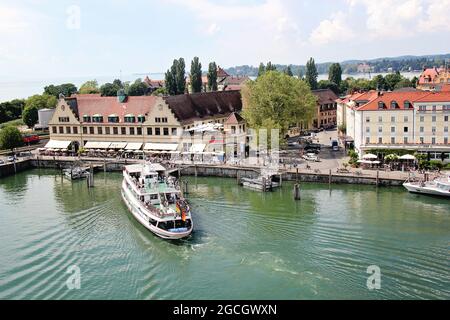 Spedire a Lindau Port, Bodensee, Germania Foto Stock