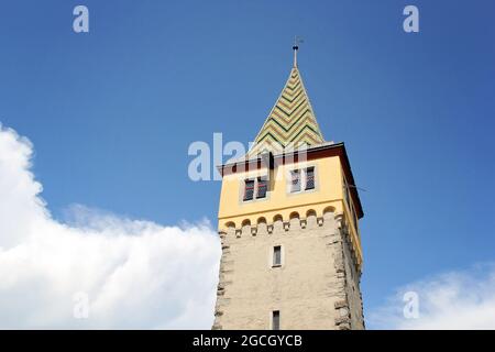 Bella Torre a Lindau Island, Lago di Costanza, Bodensee, Germania Foto Stock