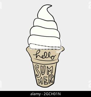 ciao estate gelato cono illustrazione vettoriale Illustrazione Vettoriale