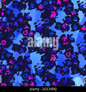 Elegante pelle leopardata faux sfondo senza cuciture. Stampa animale colorata astratta. Faccia camouflage stampa stampabile della pelle del ghepardo. Modello orizzontale vettore Illustrazione Vettoriale