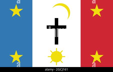 Bandiera di Pascua Yaqui Tribe in proporzioni reali e colori, immagine vettoriale Illustrazione Vettoriale