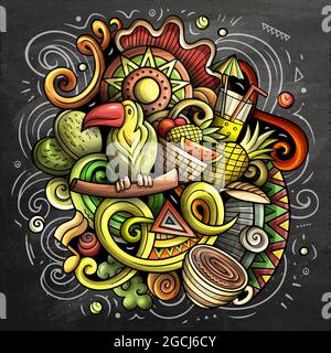 Illustrazione di cartoon vettoriale di Doodle del Brasile Illustrazione Vettoriale