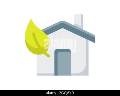 casa verde casa intelligente eco friendly singola icona isolata con disegno vettoriale stile piatto Foto Stock