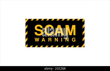 Avviso scam icona nastro giallo logo illustrazione vettore monogramma Illustrazione Vettoriale