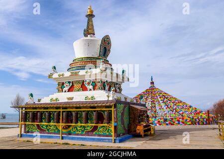 Qinghai, Cina. 6/12/2020 Qinghai Lago Erlangjian Area panoramica, il più grande lago della Cina, in un bacino endorheic nella provincia di Qinghai, classificato come al Foto Stock