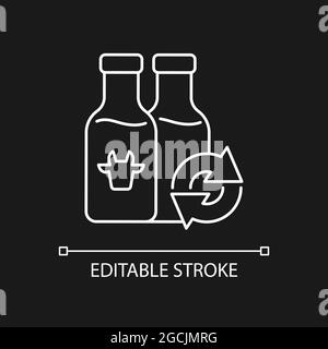 Biberon per latte ricaricabili con icona lineare bianca per un tema scuro Illustrazione Vettoriale