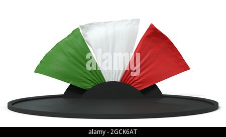 Bandiera italiana drappeggiato su sfondo bianco - 3D rendering Foto Stock