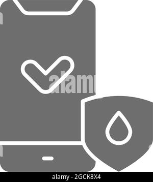 Protezione dello smartphone dall'acqua e dall'umidità icona grigia. Illustrazione Vettoriale