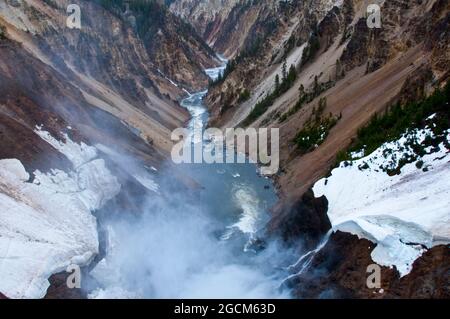 Spillover delle Upper Falls, Yellowstone Canyon, Yellowstone National Park Foto Stock