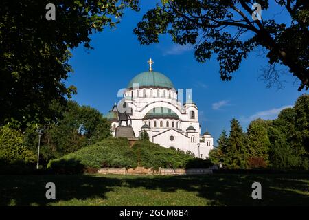 Vista sulla cattedrale di san Sava a Belgrado, Serbia. Foto Stock