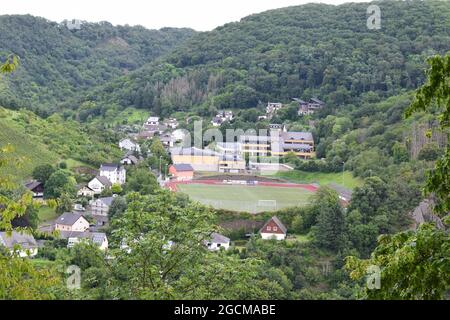 Campo di calcio a Treis-Karden Foto Stock