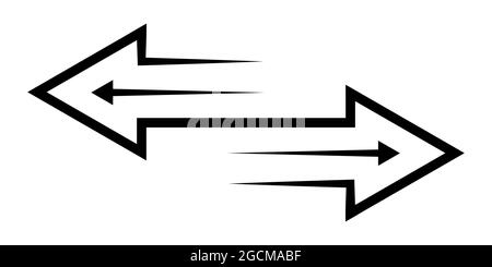 Icona del contorno delle frecce di scambio del trasferimento sfondo bianco isolato, le frecce del logo del vettore in direzioni diverse scambiano il simbolo Illustrazione Vettoriale