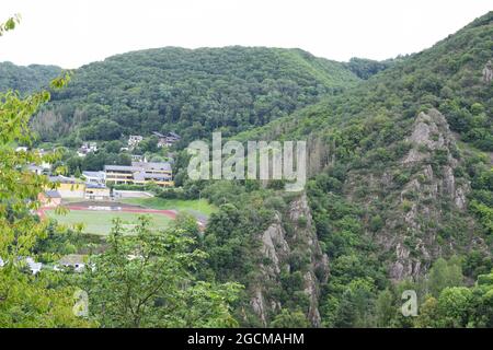 Campo di calcio a Treis-Karden Foto Stock