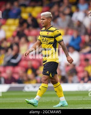 Watford, Regno Unito. 24 luglio 2021. Cucho Hern‡ndez di Watford durante la partita pre-stagione 2021/22 tra Watford e West Bromwich Albion a Vicarage Road, Watford, Inghilterra, il 24 luglio 2021. Foto di Andy Rowland. Credit: Prime Media Images/Alamy Live News Foto Stock