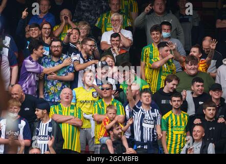 Watford, Regno Unito. 24 luglio 2021. WBA Supporters durante la partita di pre-stagione 2021/22 tra Watford e West Bromwich Albion a Vicarage Road, Watford, Inghilterra, il 24 luglio 2021. Foto di Andy Rowland. Credit: Prime Media Images/Alamy Live News Foto Stock