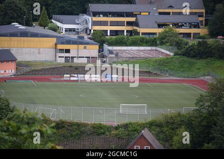 Campo di calcio a Treis-Karden Foto Stock