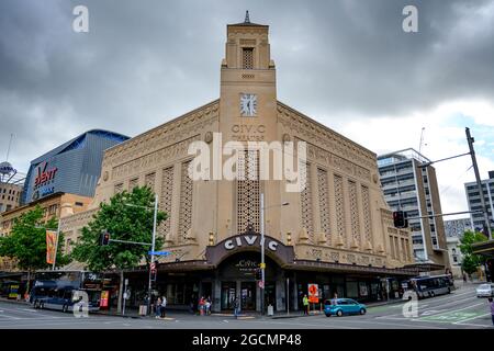 Vista del Teatro Civico, Auckland Central, Auckland, Isola del Nord, Nuova Zelanda Foto Stock