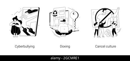 Illustrazioni vettoriali astratte di concetto di molestie su Internet. Illustrazione Vettoriale