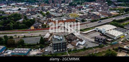 Stoke on Trent Aerial Drone Staffordshire News o immagini di segnalazione Foto Stock